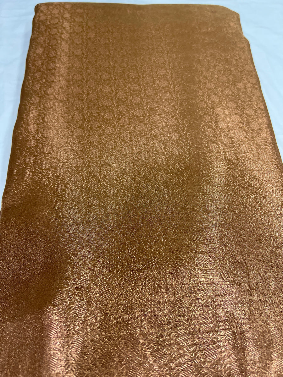 Copper Tissue Banarasi brocade fabric