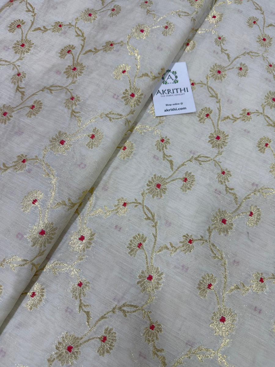 Pure dupion silk Banarasi brocade fabric