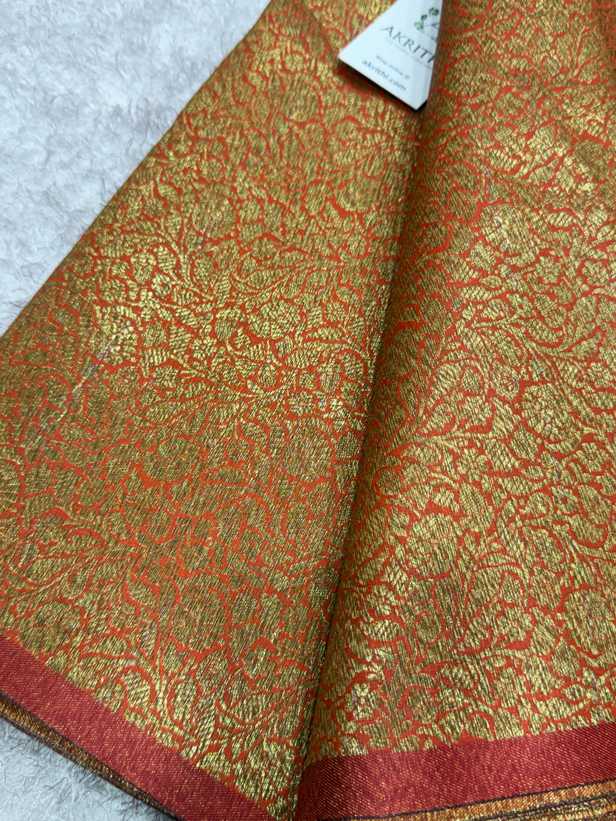 Pure Banarasi brocade fabric with antique zari