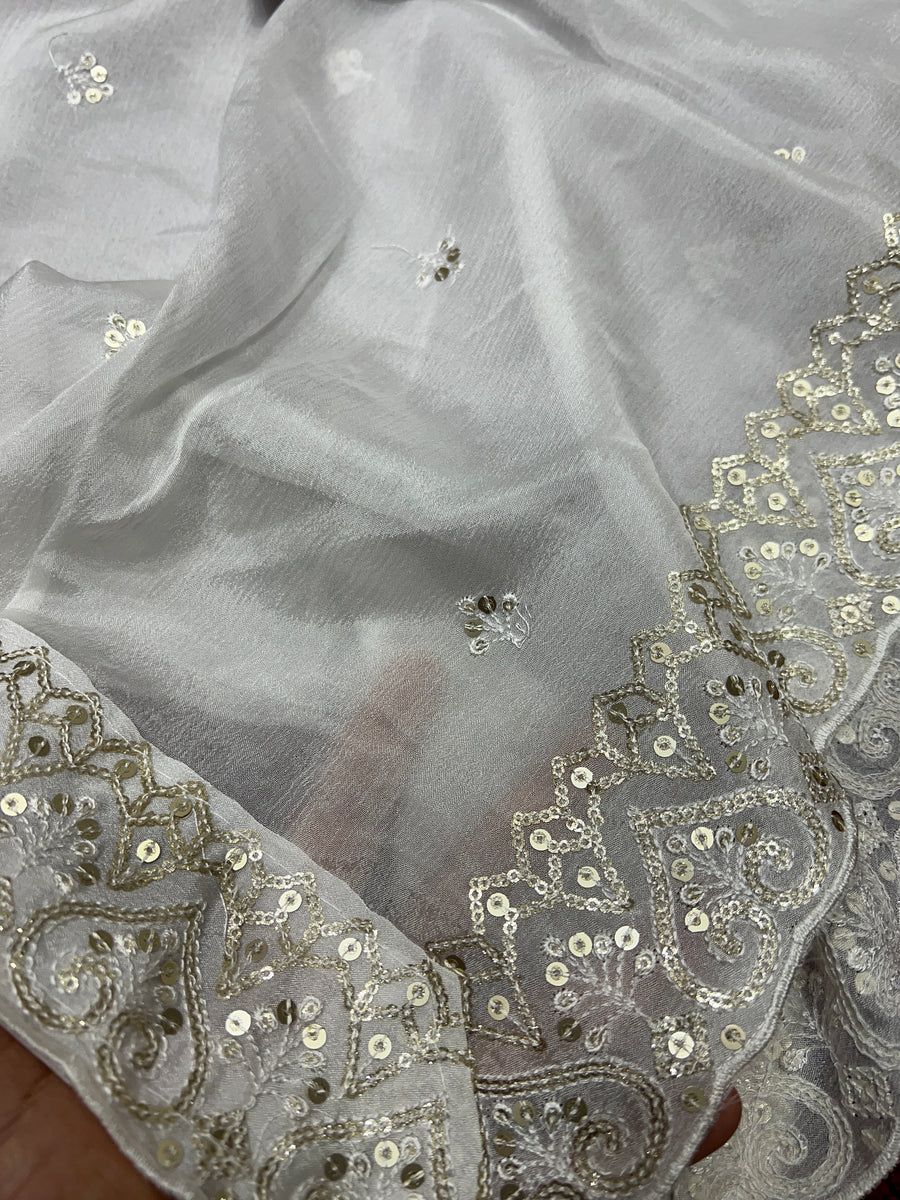 Embroidered chinon dupatta