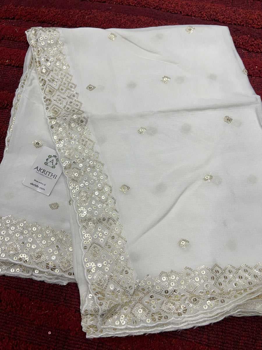 Embroidered chinon dupatta