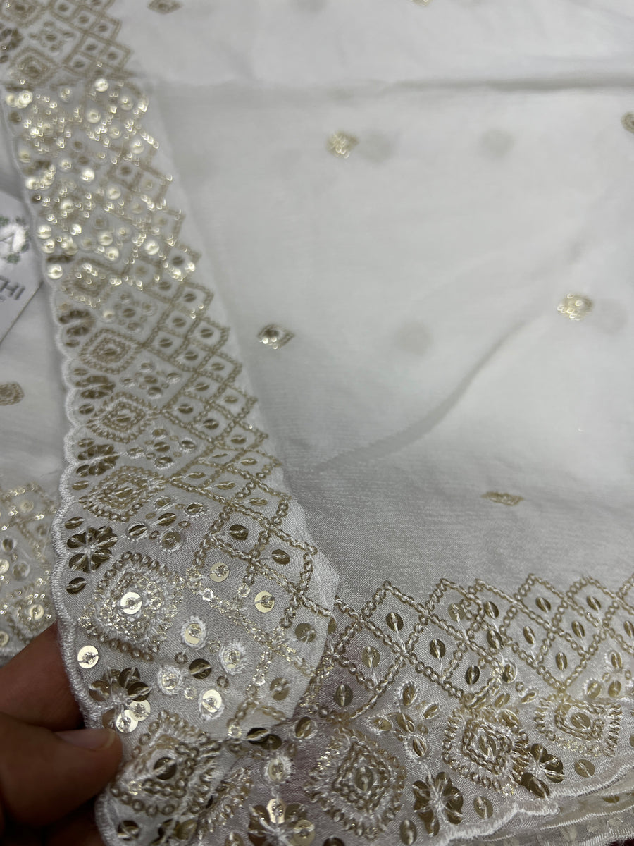 Embroidered chinon dupatta