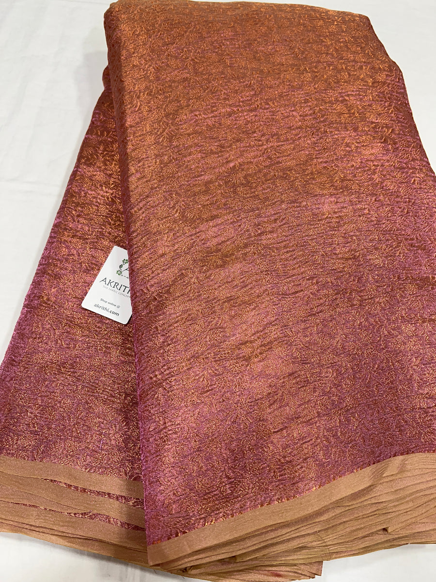 Crushed Copper Tissue Banarasi brocade fabric