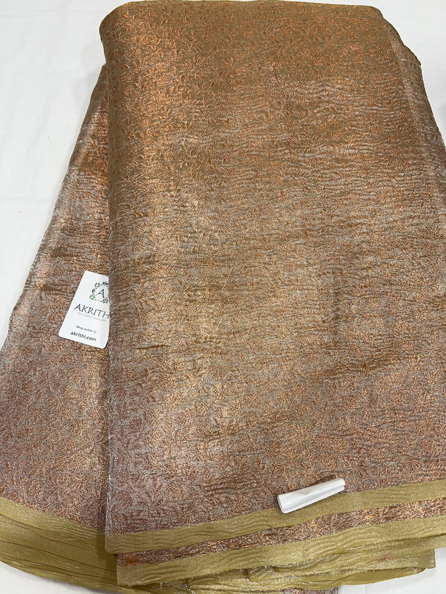 Crushed Copper Tissue Banarasi brocade fabric