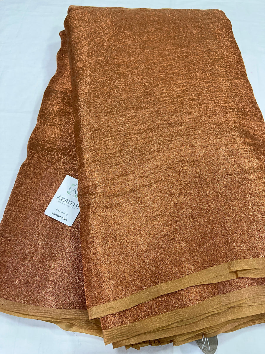 Crushed Copper Tissue Banarasi brocade fabric