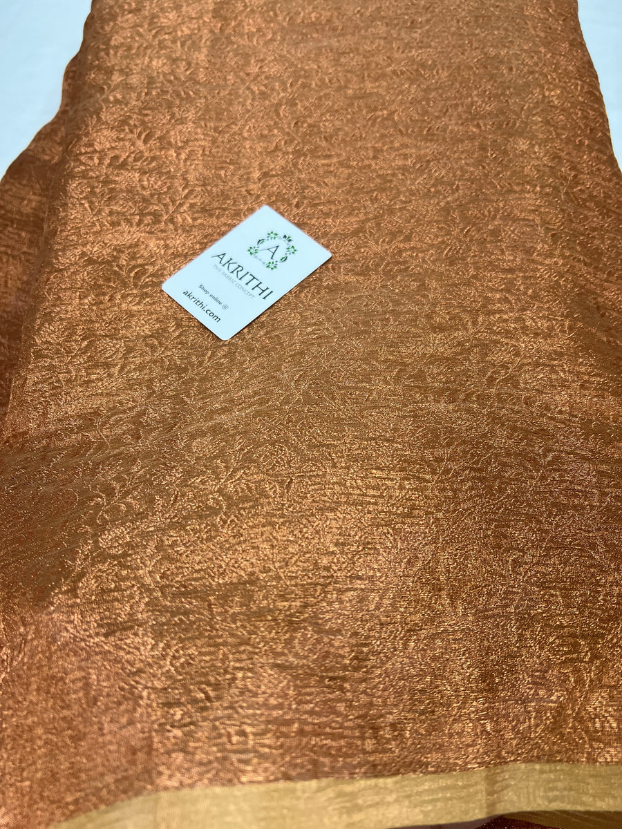 Crushed Copper Tissue Banarasi brocade fabric