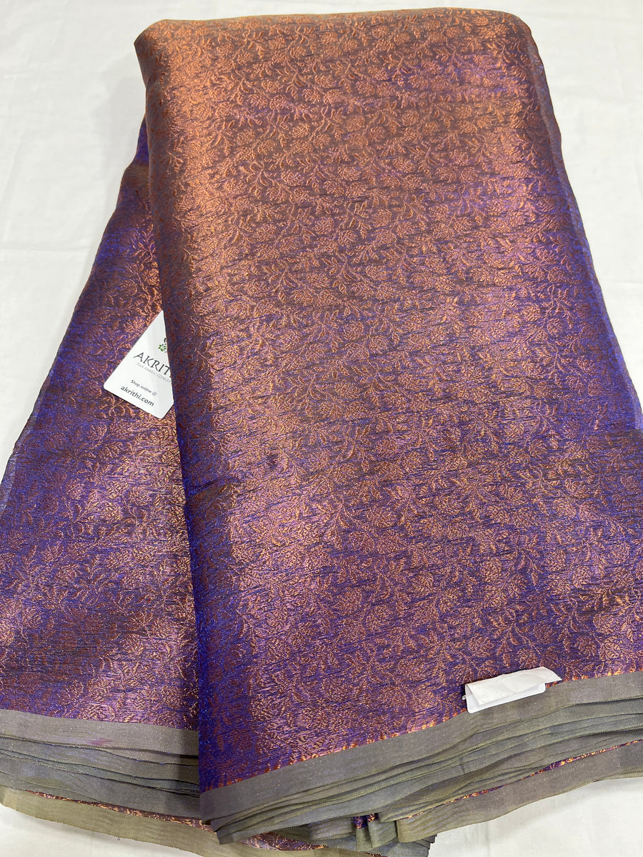 Crushed Copper Tissue Banarasi brocade fabric