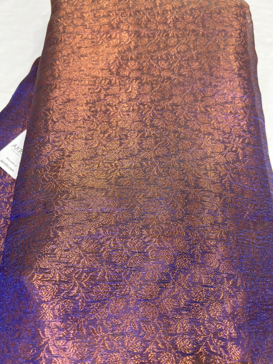 Crushed Copper Tissue Banarasi brocade fabric