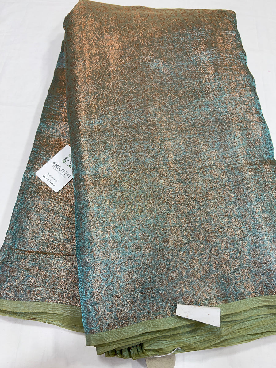 Crushed Copper Tissue Banarasi brocade fabric