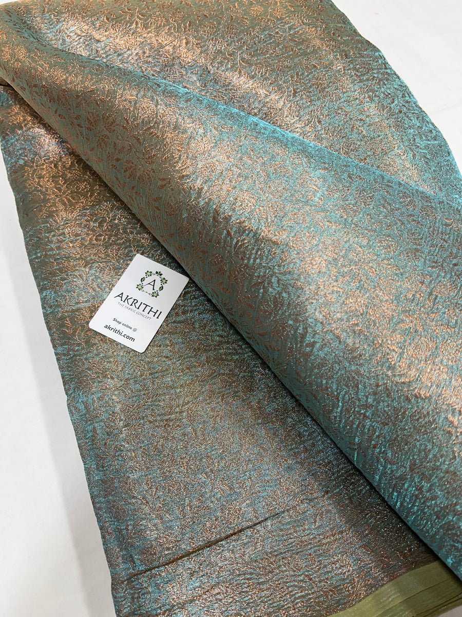 Crushed Copper Tissue Banarasi brocade fabric