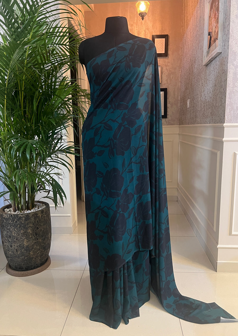 Digital printed georgette saree with blouse