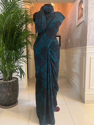 Digital printed georgette saree with blouse