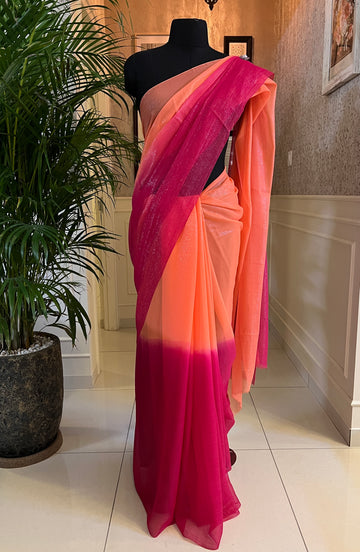 Pure silk chiffon lurex saree