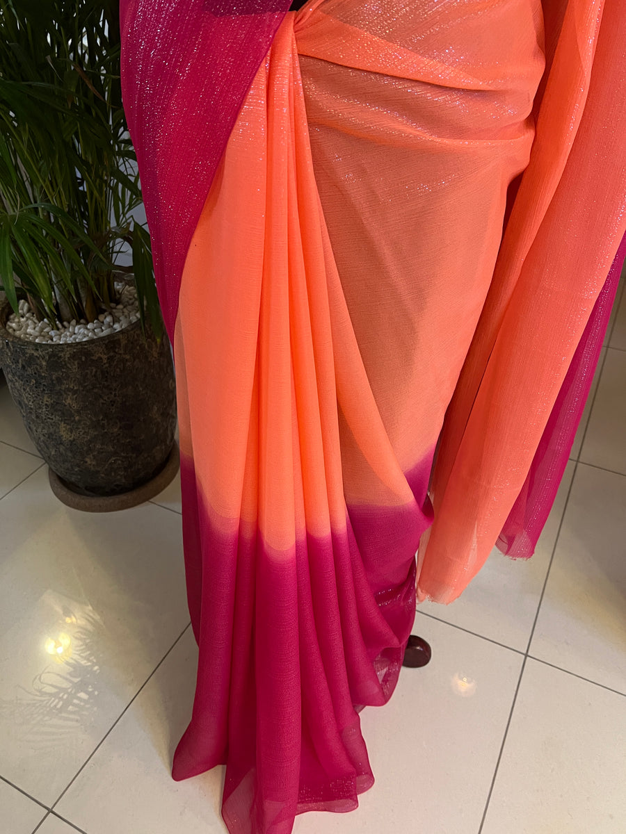 Pure silk chiffon lurex saree