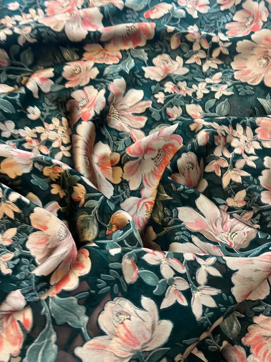 Brasso Digital floral Printed organza fabric