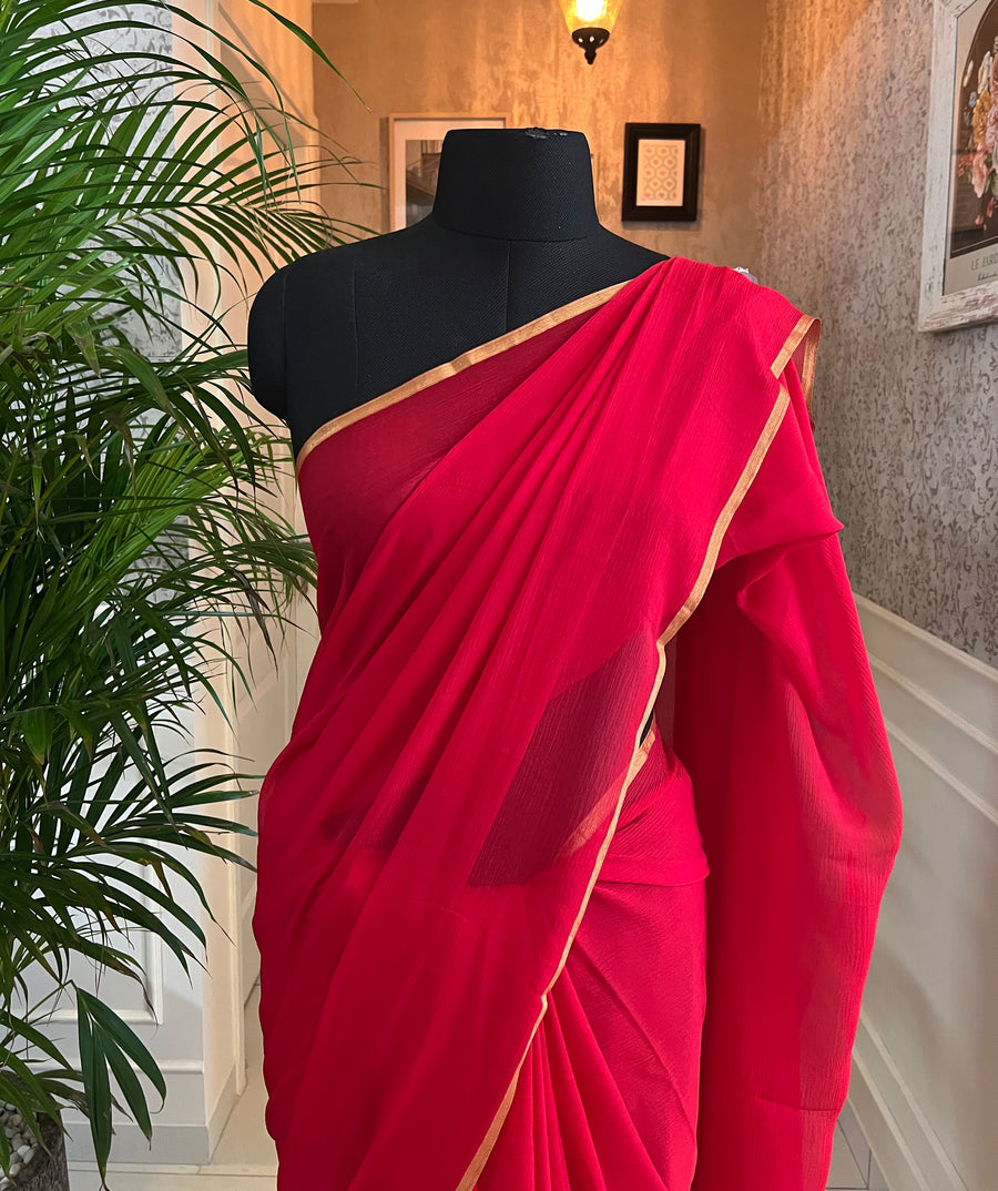 Pure silk chiffon saree