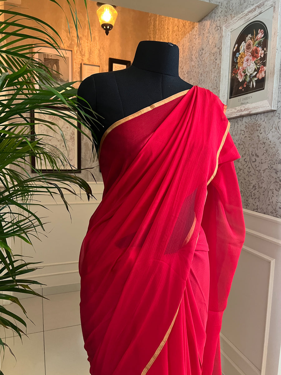 Pure silk chiffon saree