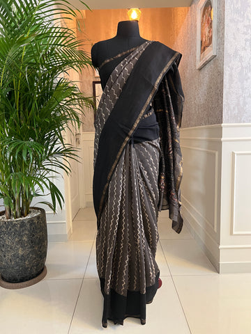 Pure chanderi block printed  saree