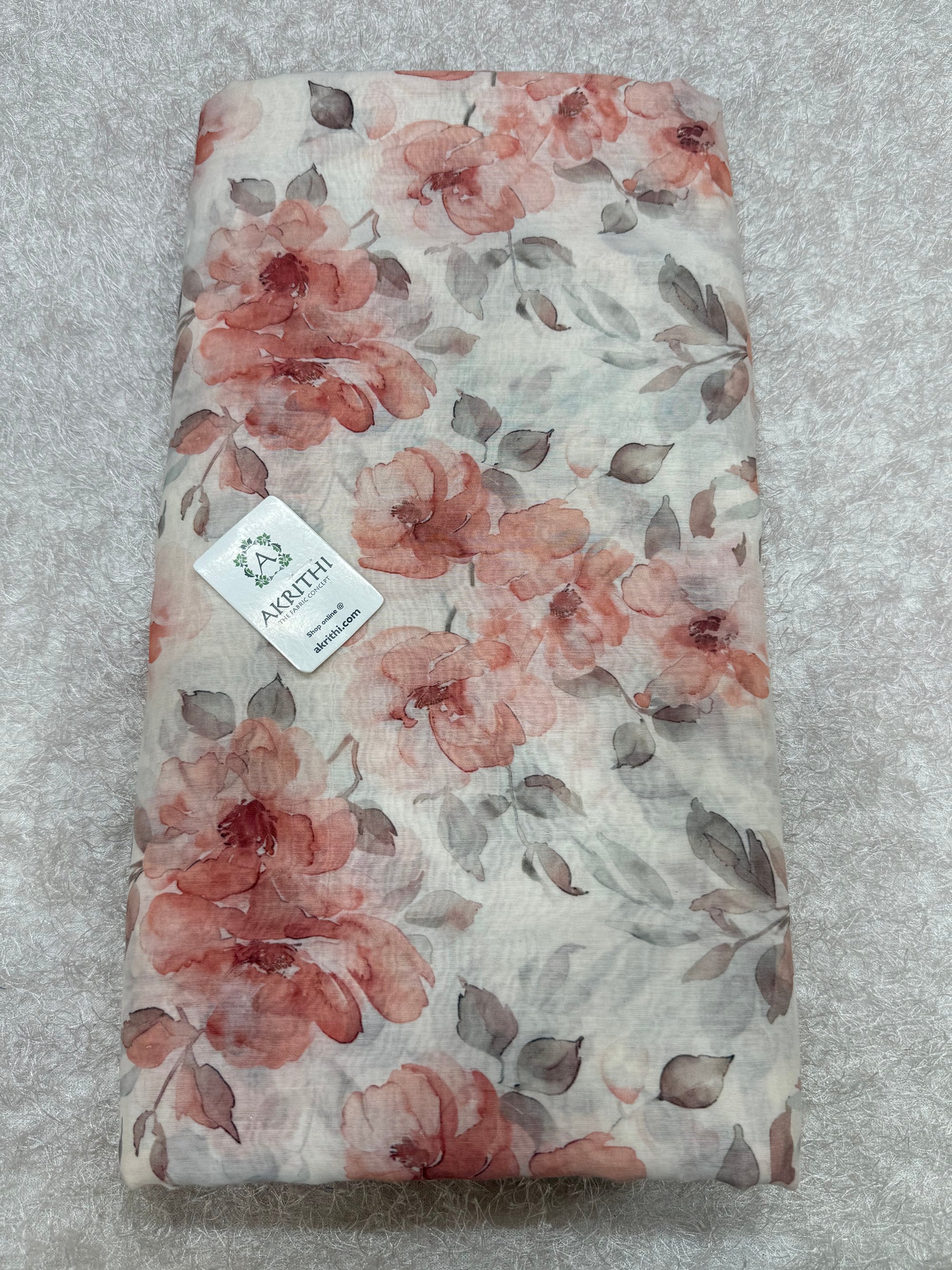 Floral Printed Pure mul chanderi fabric