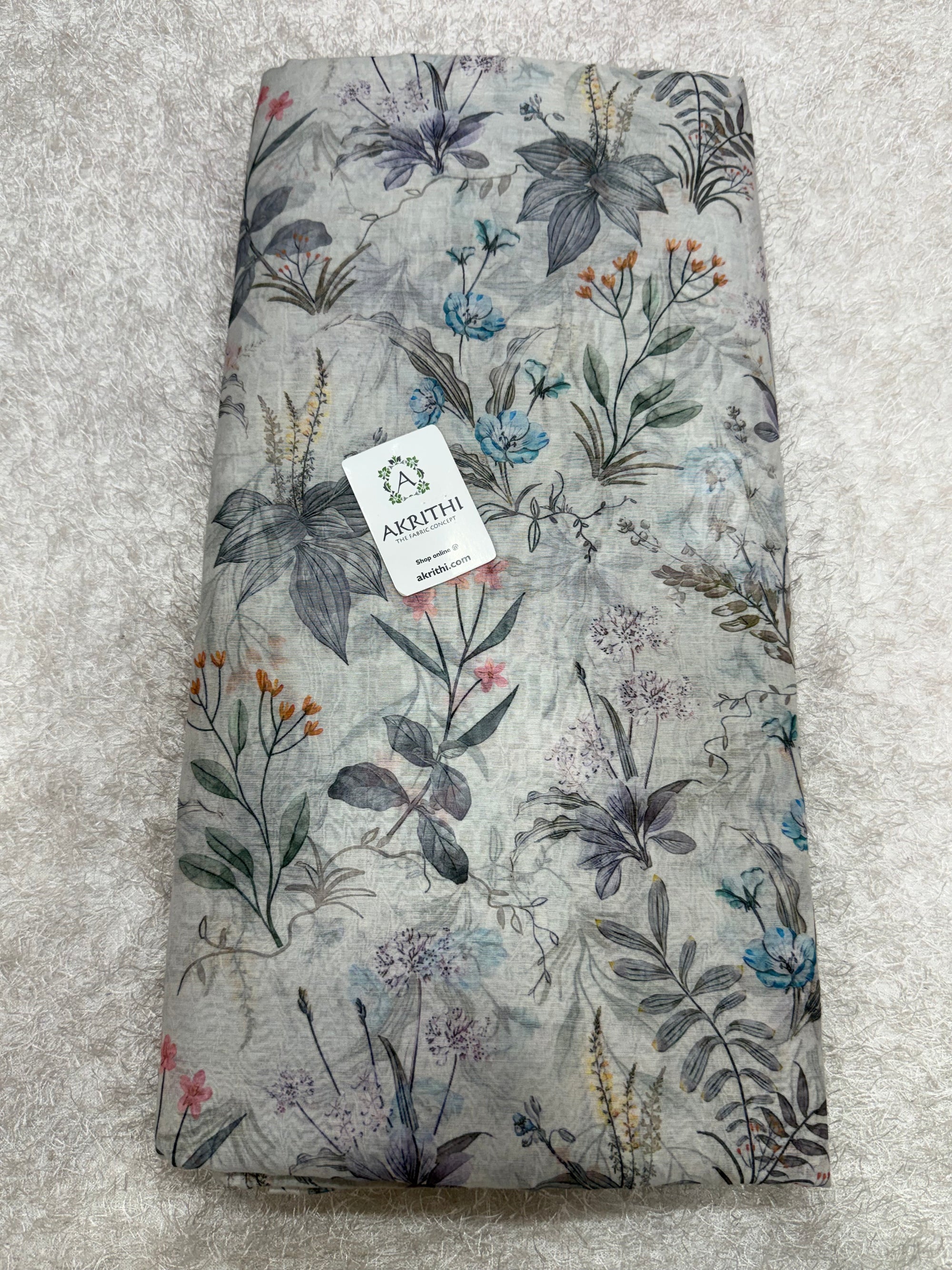 Floral Printed Pure mul chanderi fabric