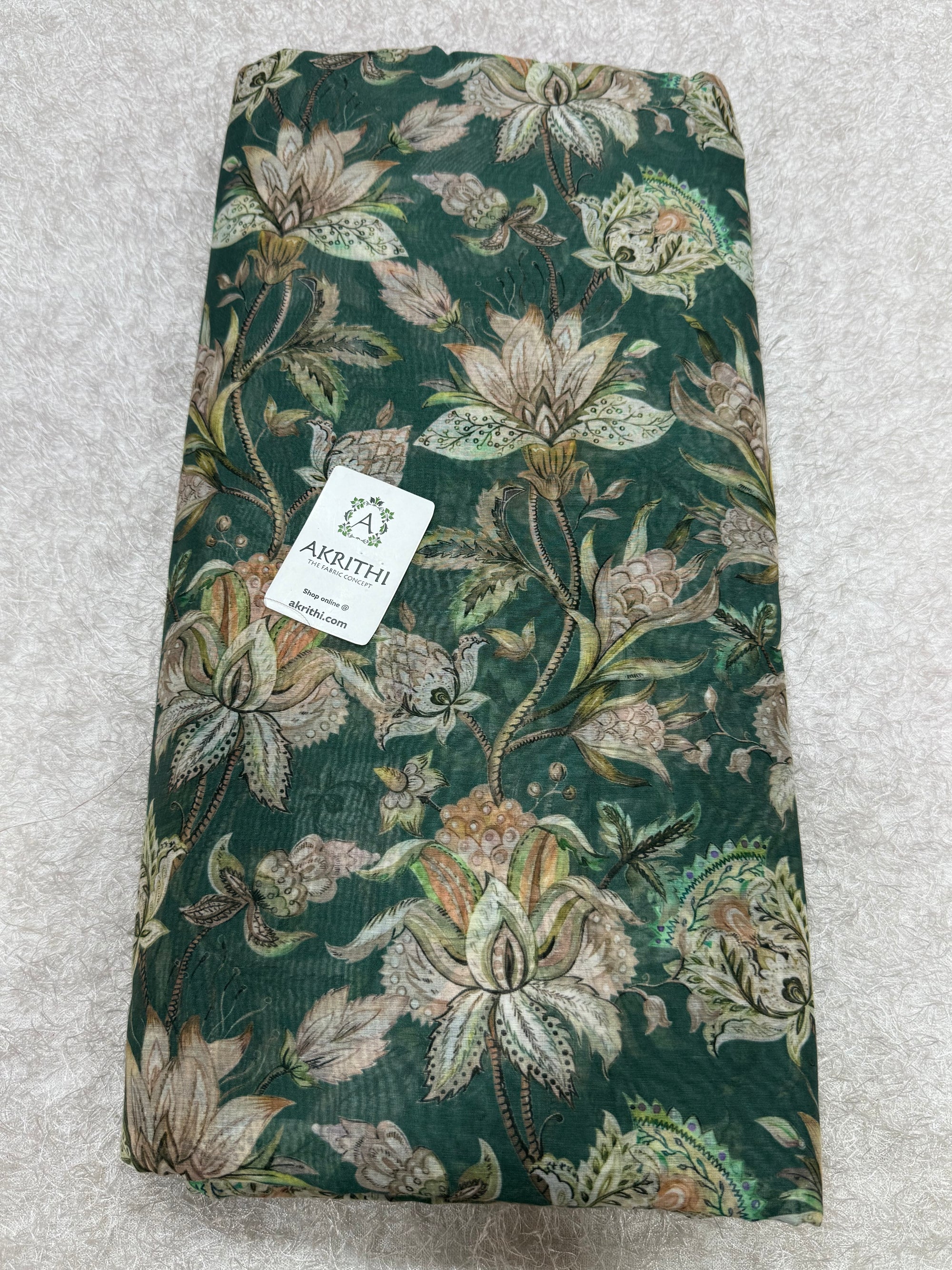 Floral Printed Pure mul chanderi fabric