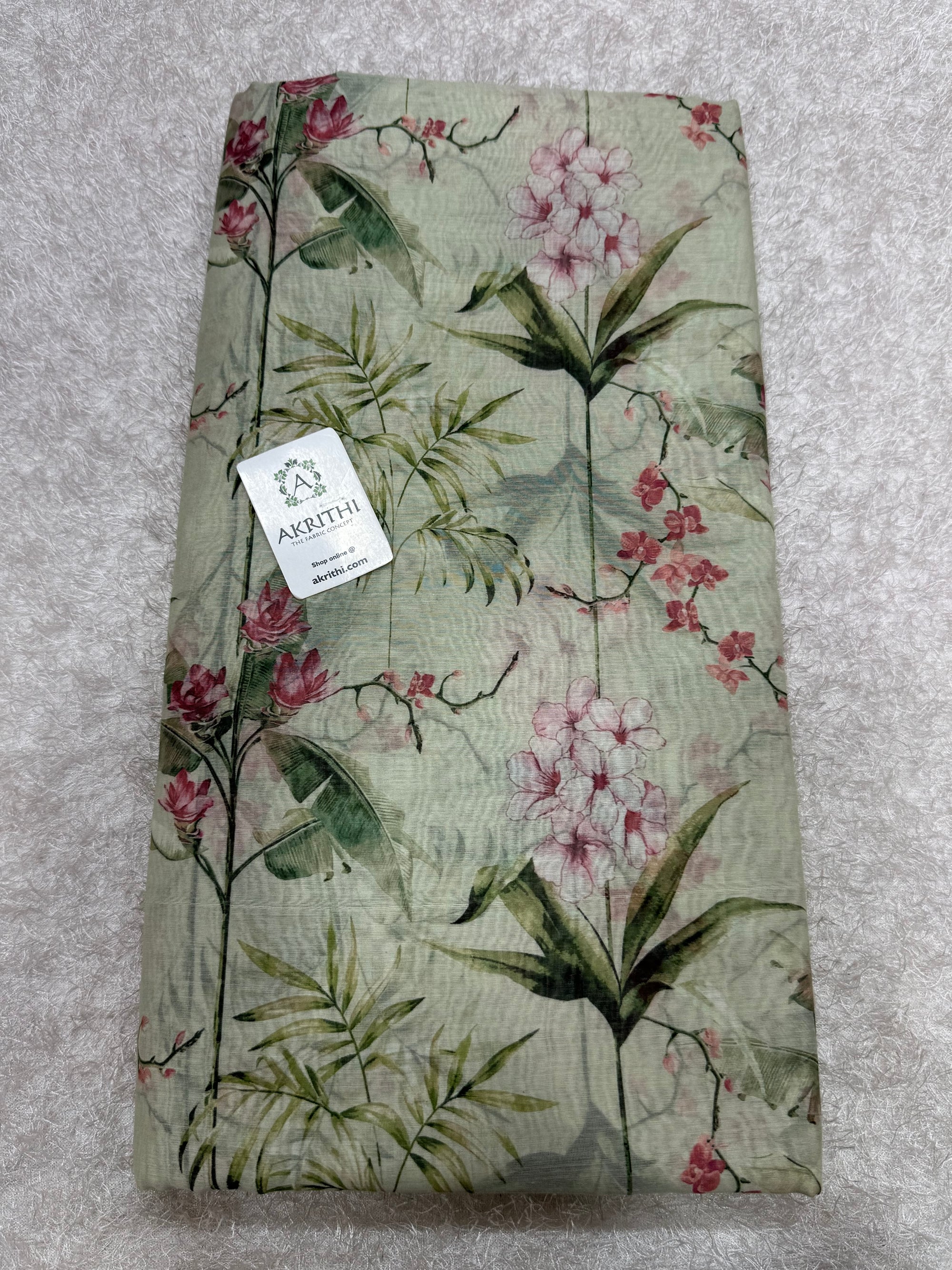 Floral Printed Pure mul chanderi fabric