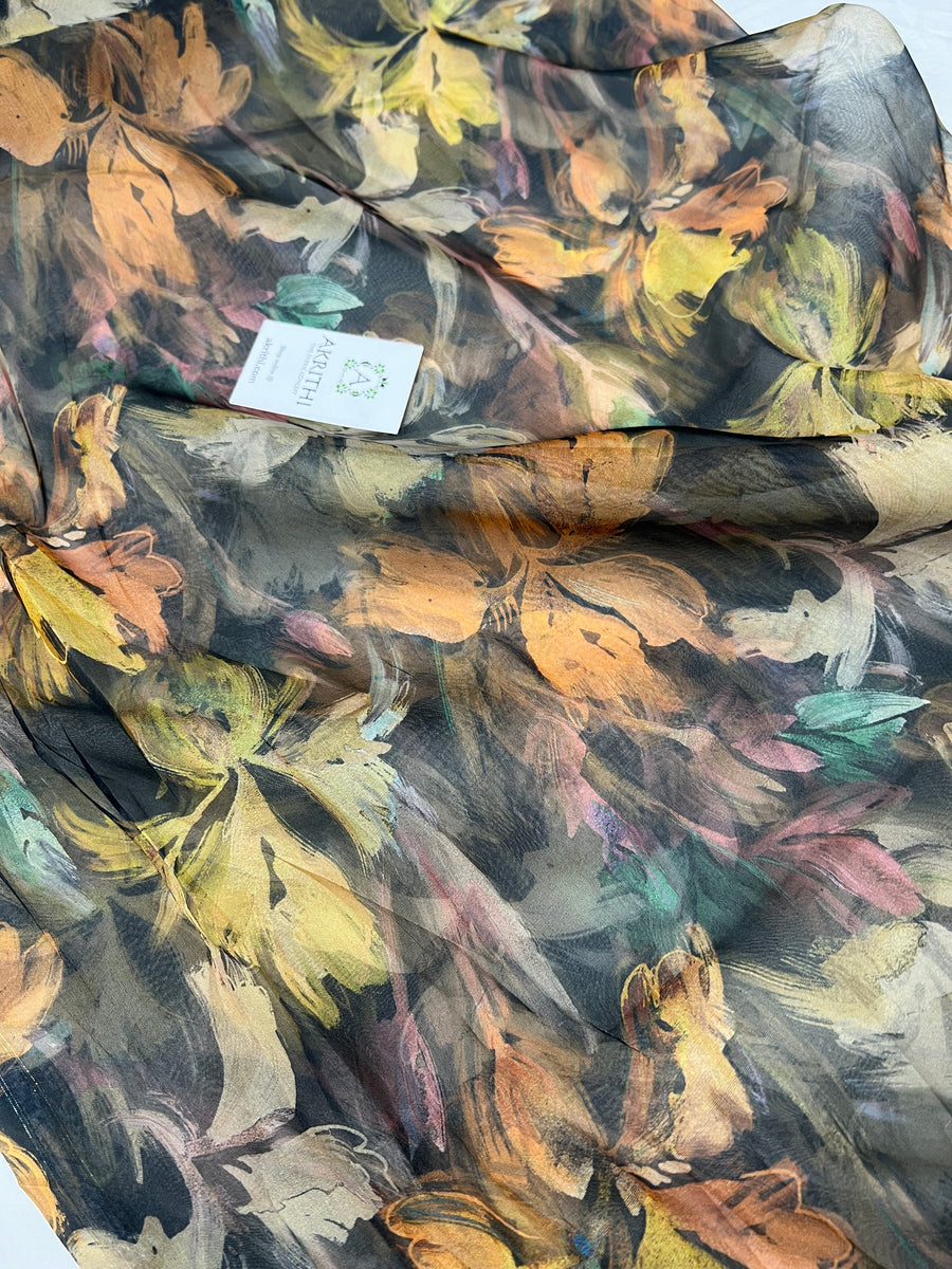 Digital floral Printed organza fabric