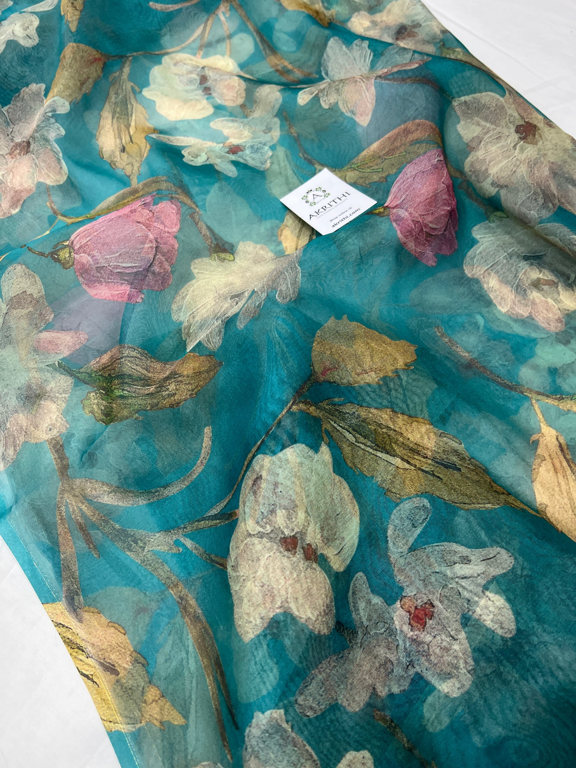 Digital floral Printed organza fabric
