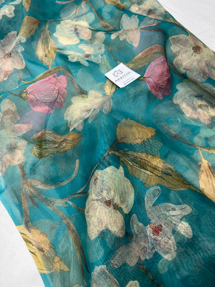 Digital floral Printed organza fabric