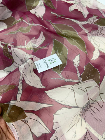 Digital floral Printed organza fabric