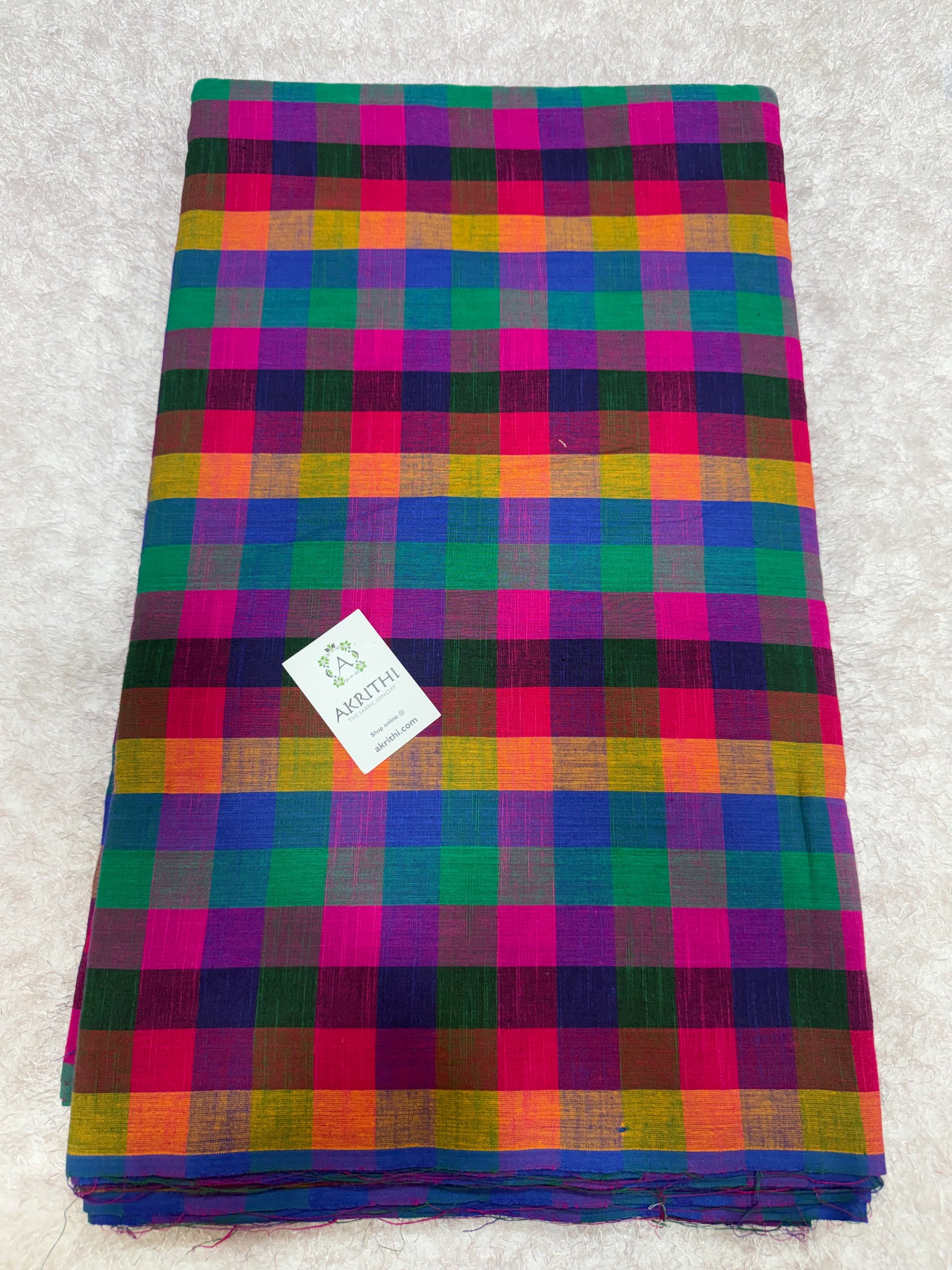 Madras checks pure cotton fabric small checks 1 inch