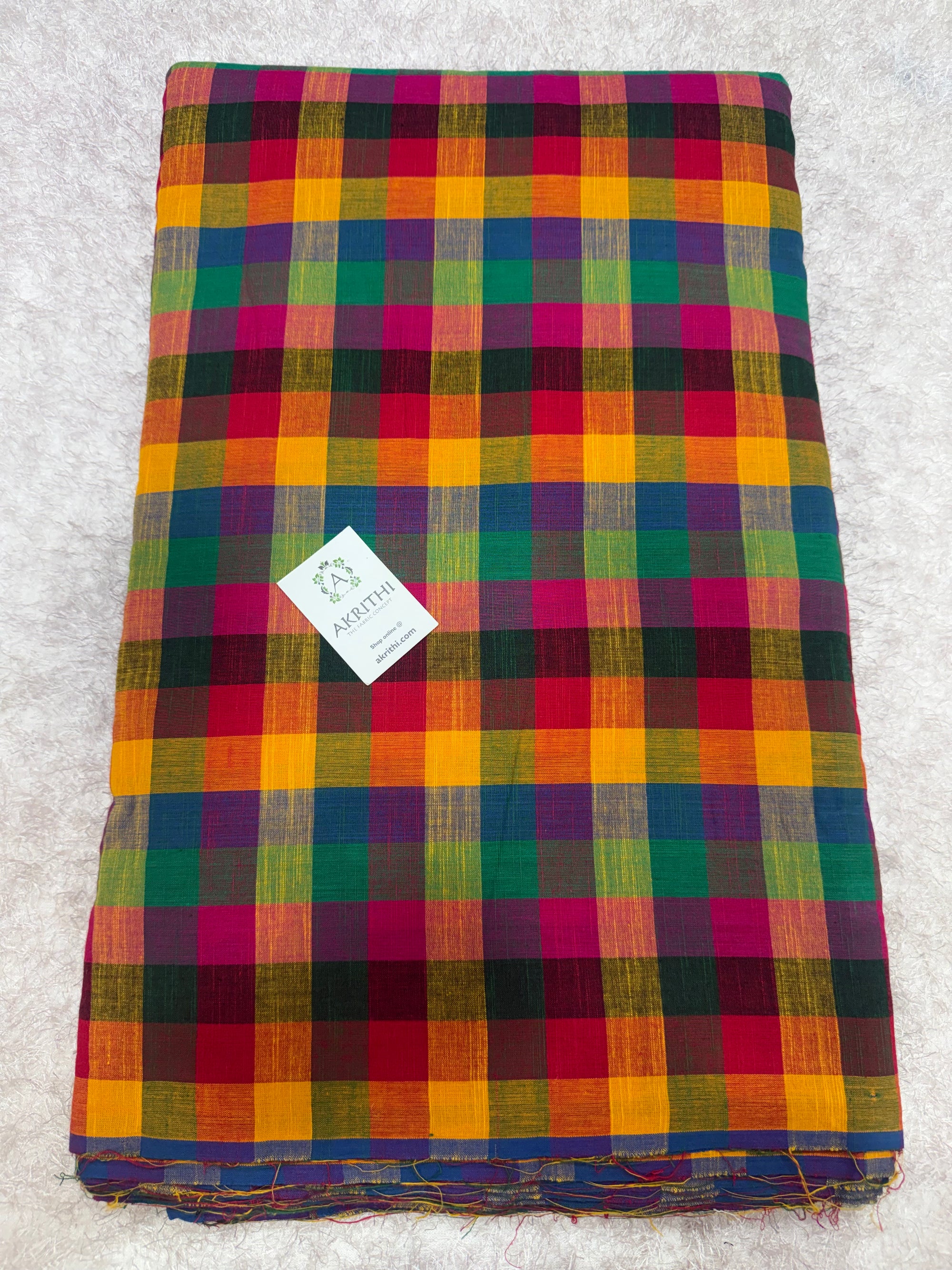 Madras checks pure cotton fabric small checks 1 inch
