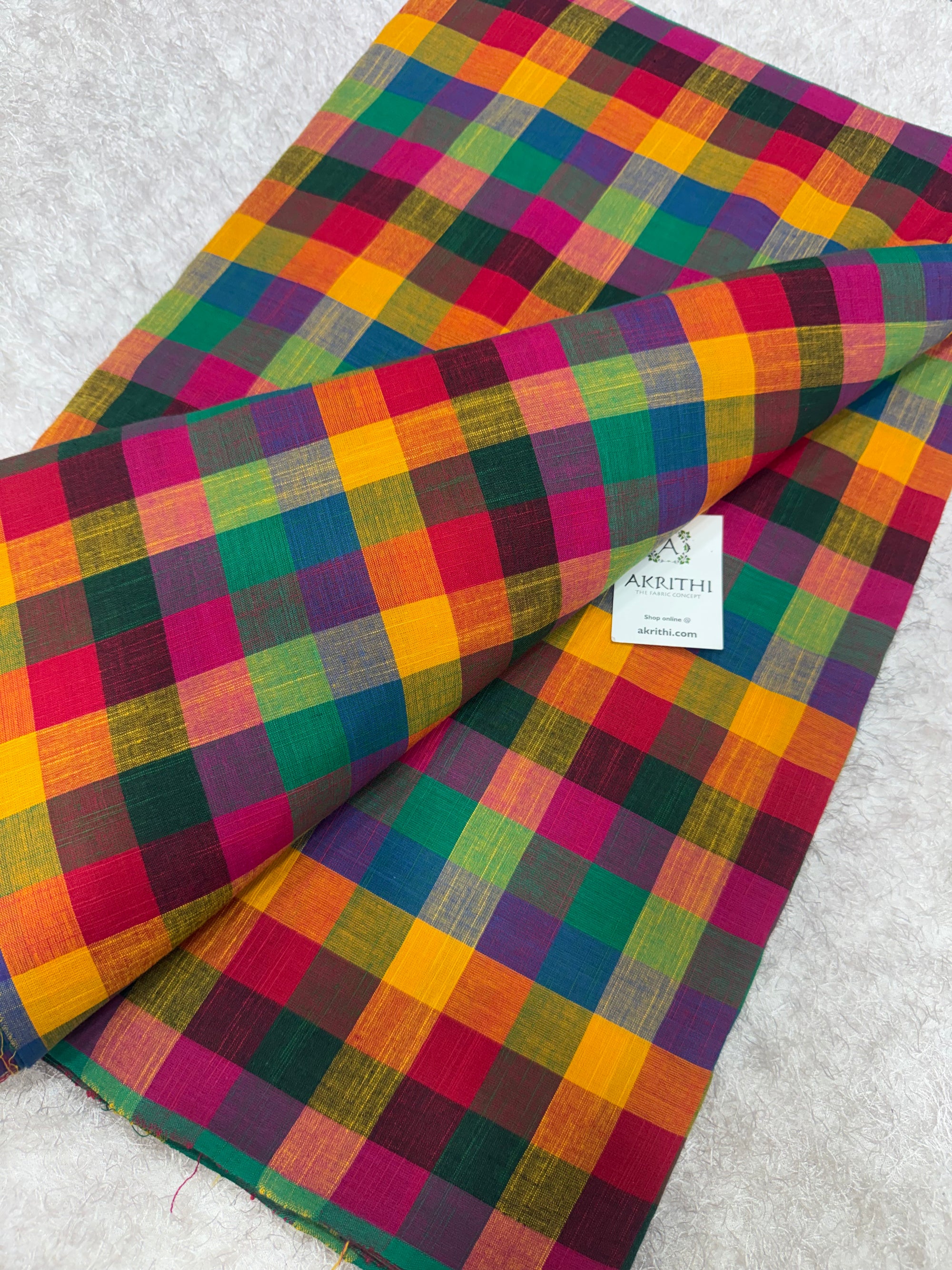 Madras checks pure cotton fabric small checks 1 inch