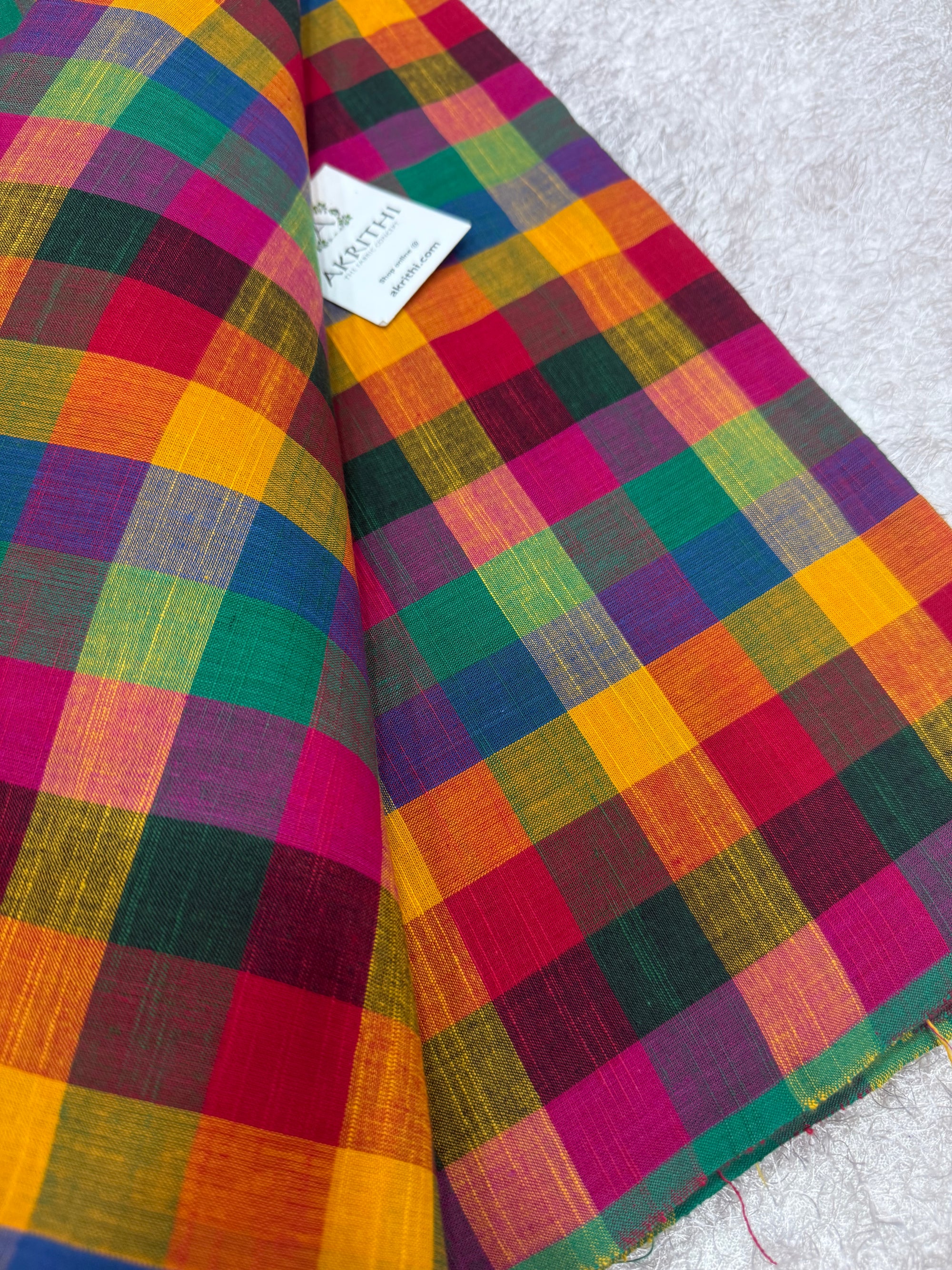 Madras checks pure cotton fabric small checks 1 inch