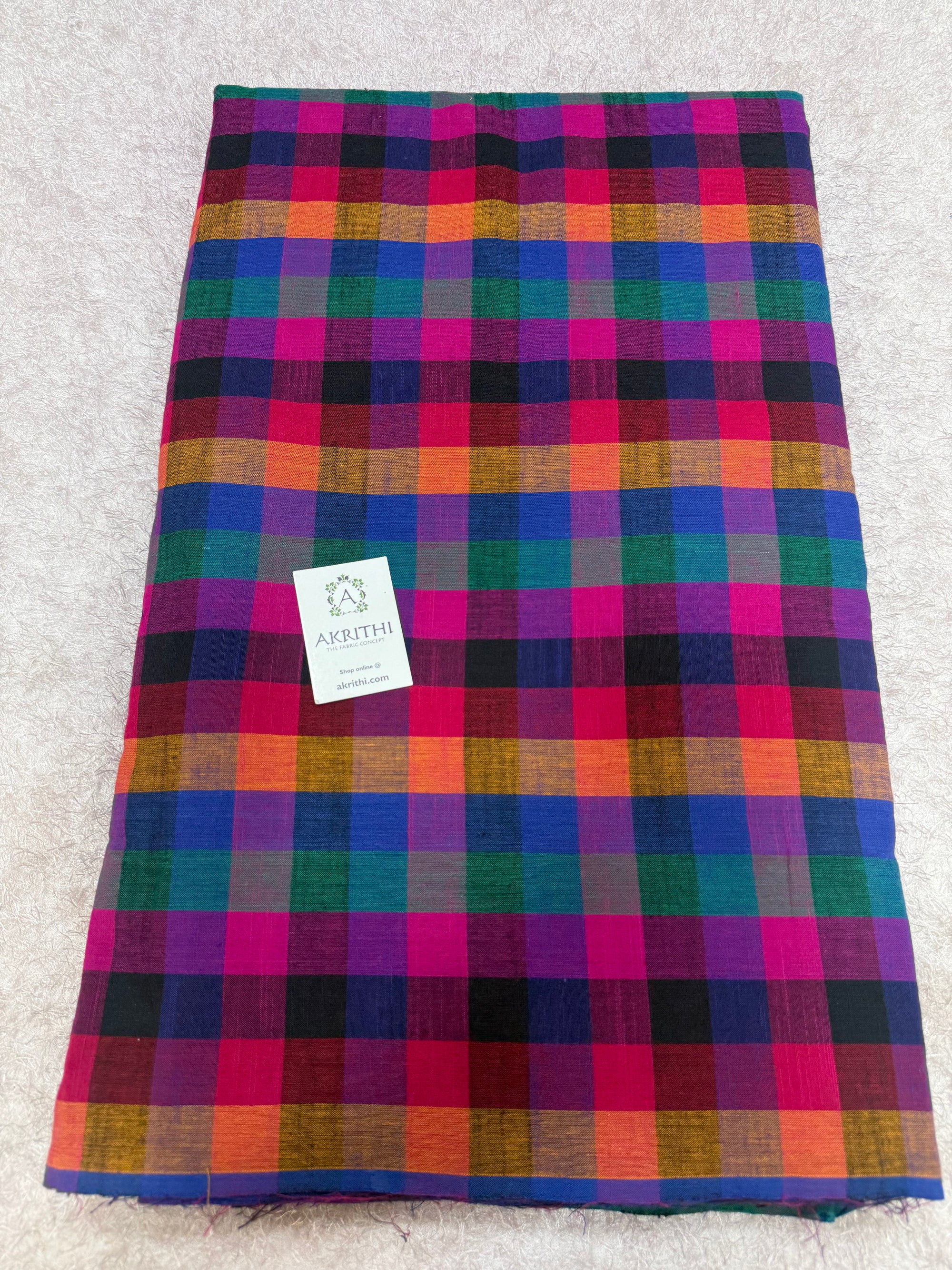 Madras checks pure cotton fabric small checks 1 inch