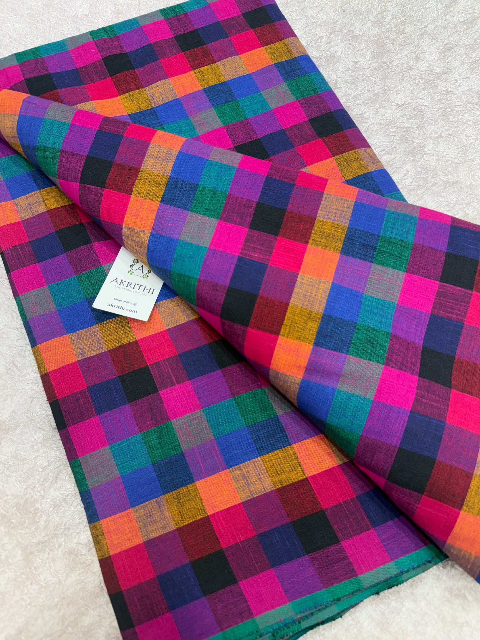 Madras checks pure cotton fabric small checks 1 inch