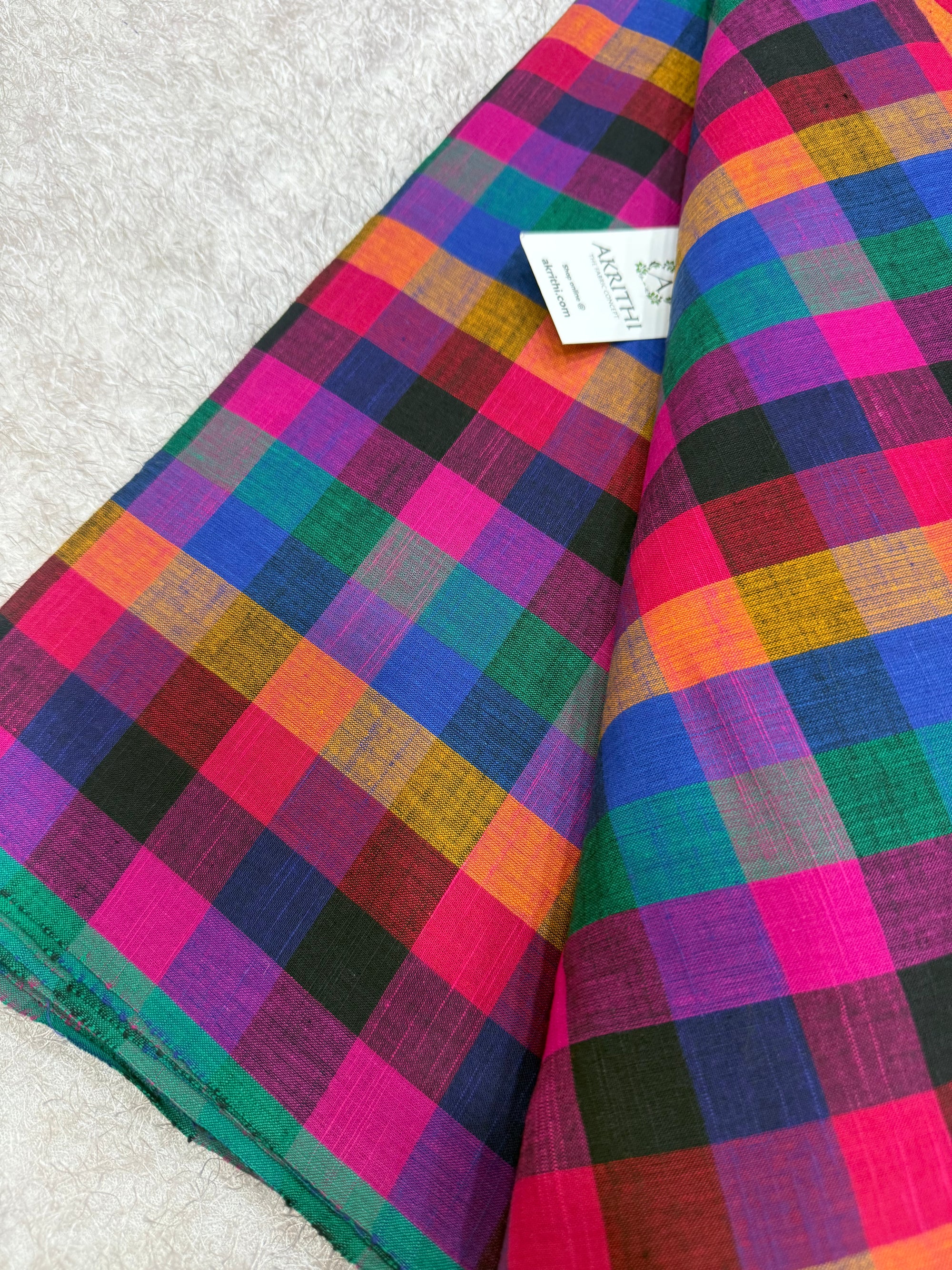 Madras checks pure cotton fabric small checks 1 inch