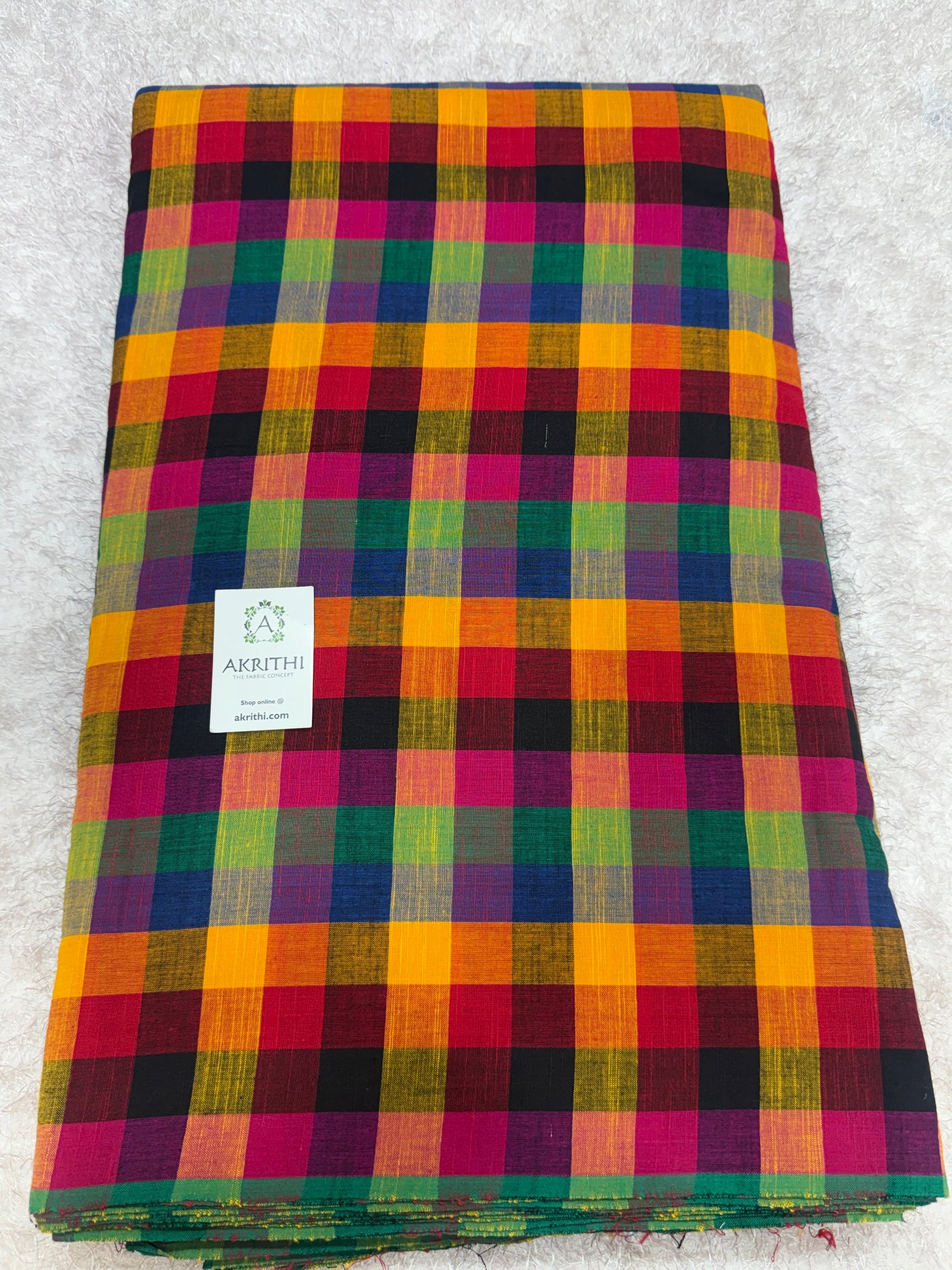 Madras checks pure cotton fabric small checks 1 inch