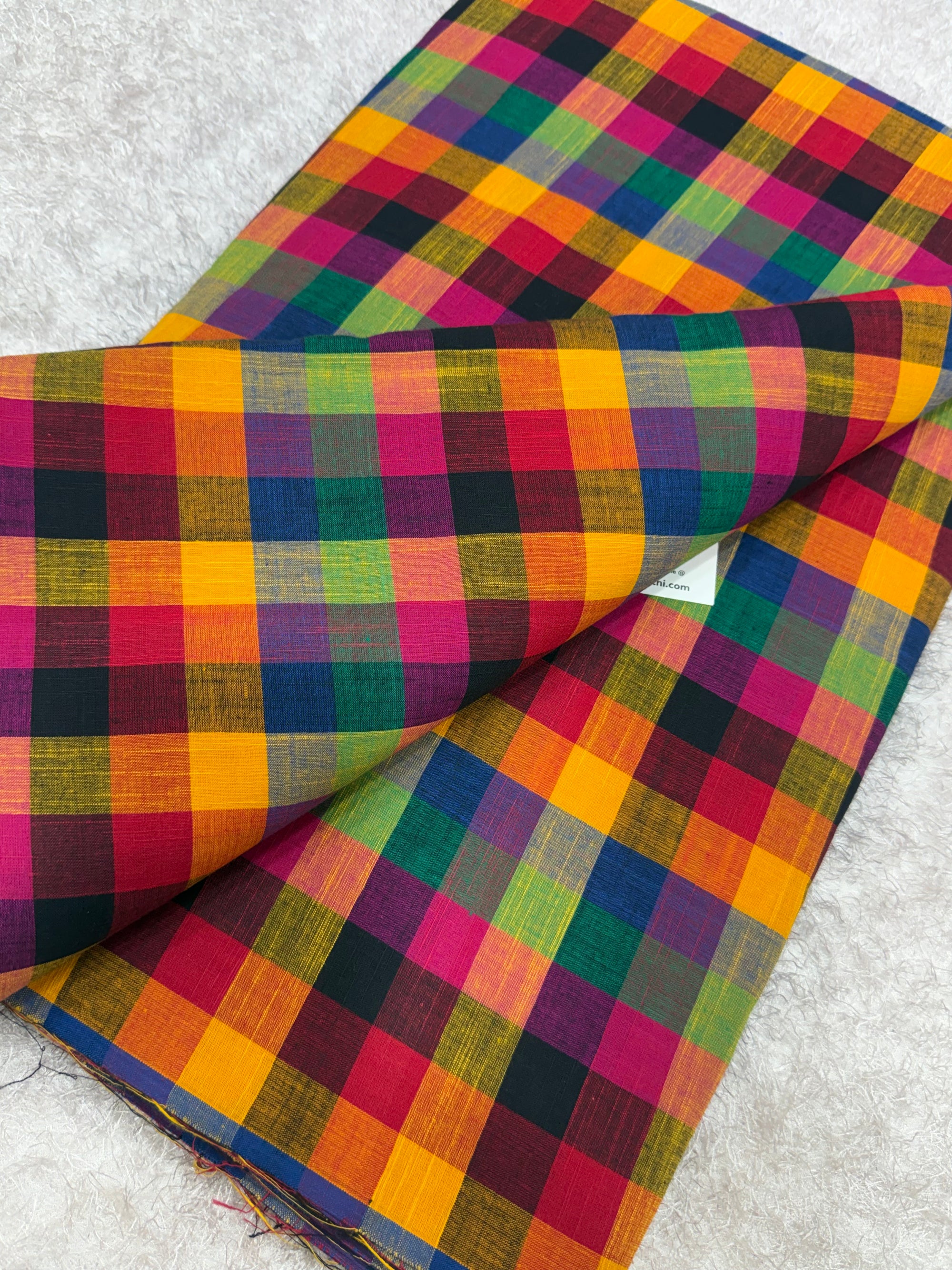 Madras checks pure cotton fabric small checks 1 inch