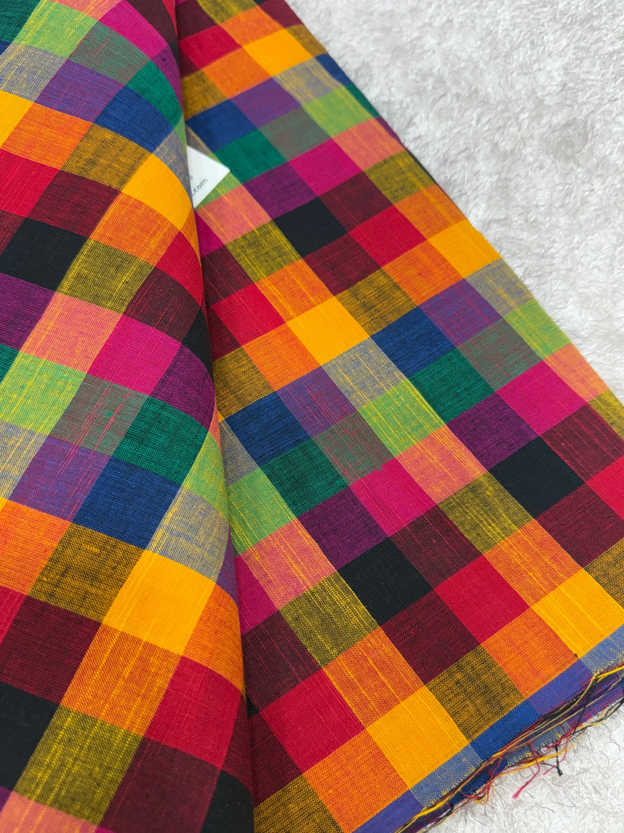 Madras checks pure cotton fabric small checks 1 inch