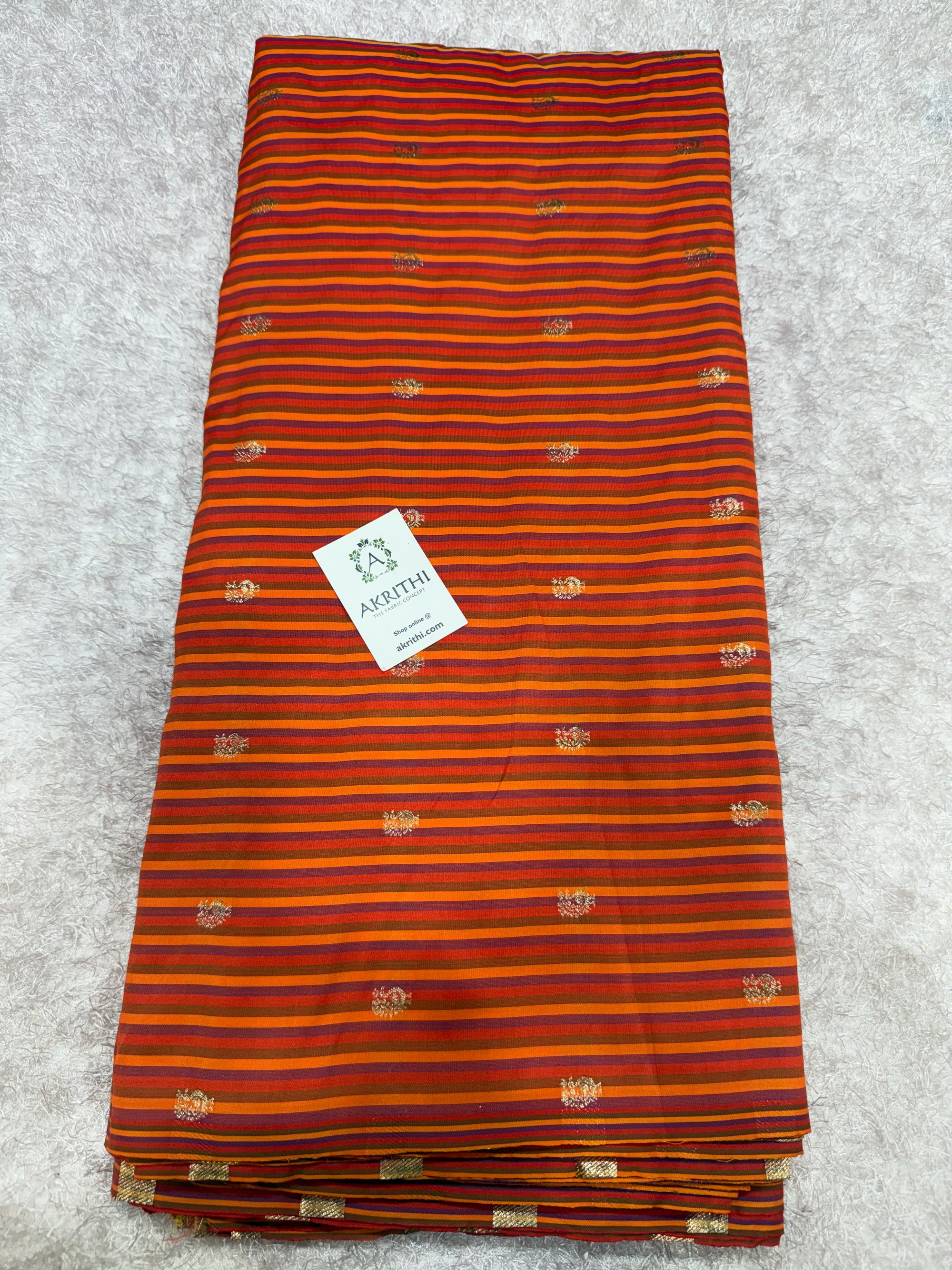 Semi Banarasi multi striped silk fabric