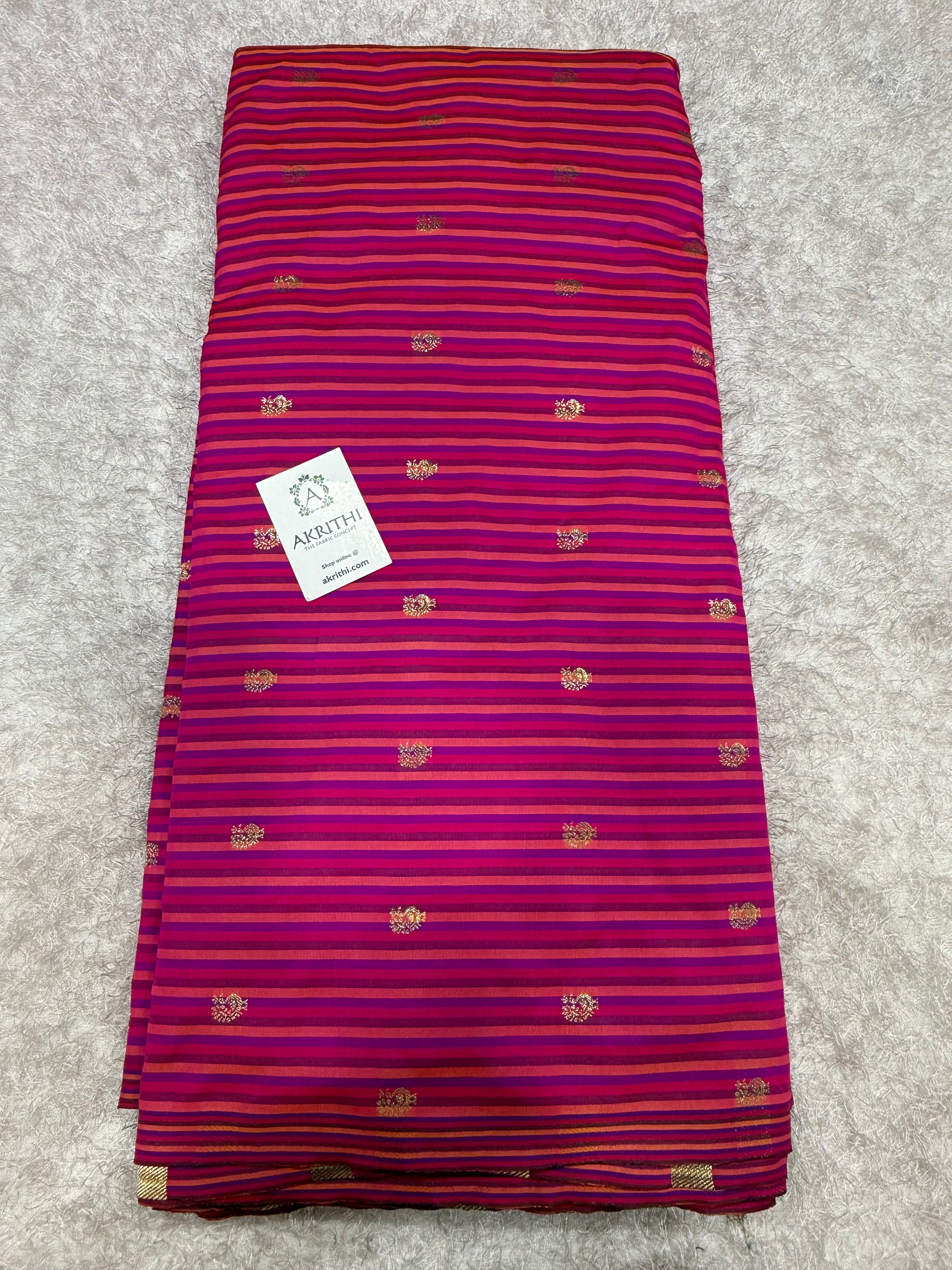 Semi Banarasi multi striped silk fabric