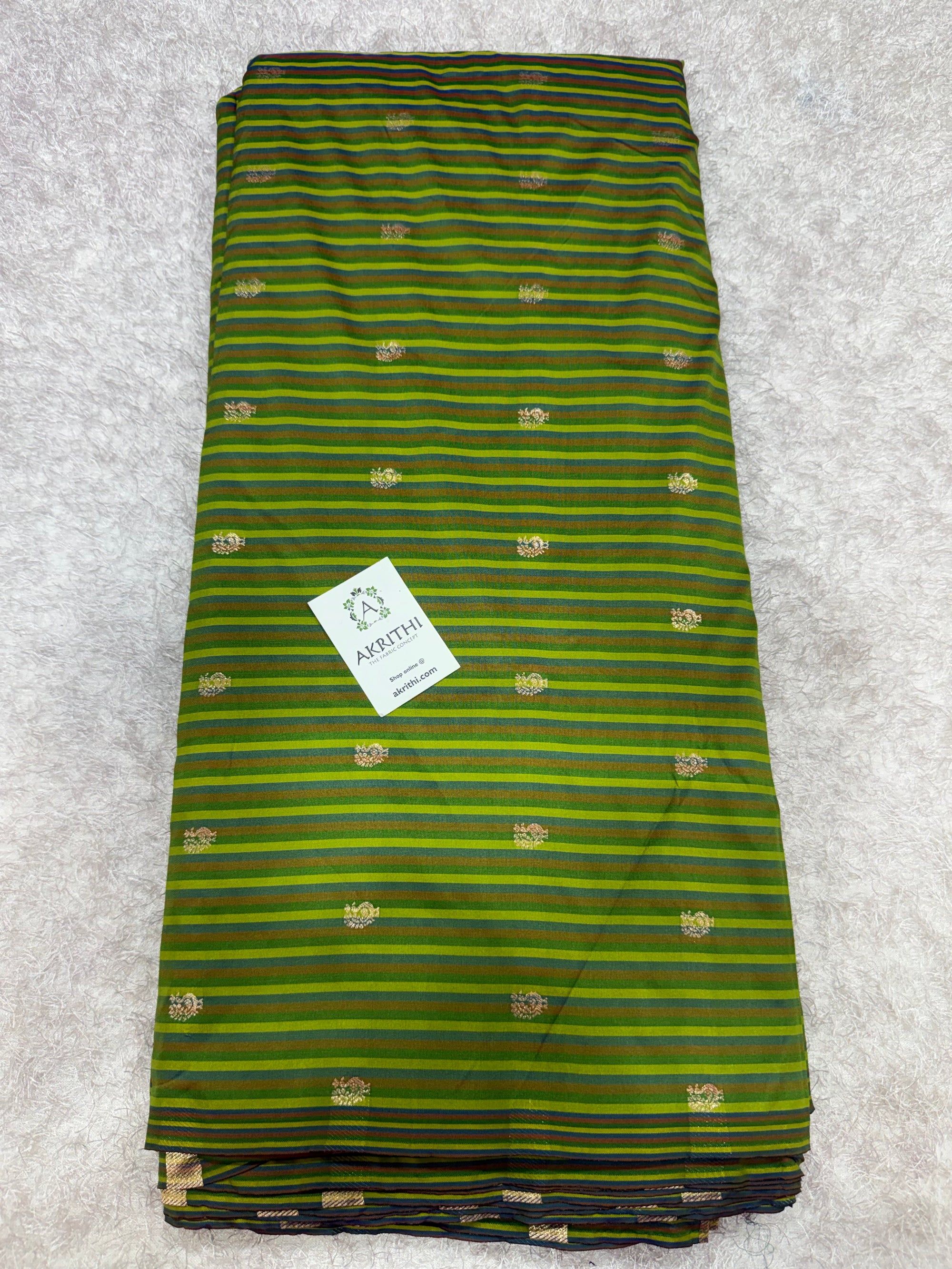 Semi Banarasi multi striped silk fabric