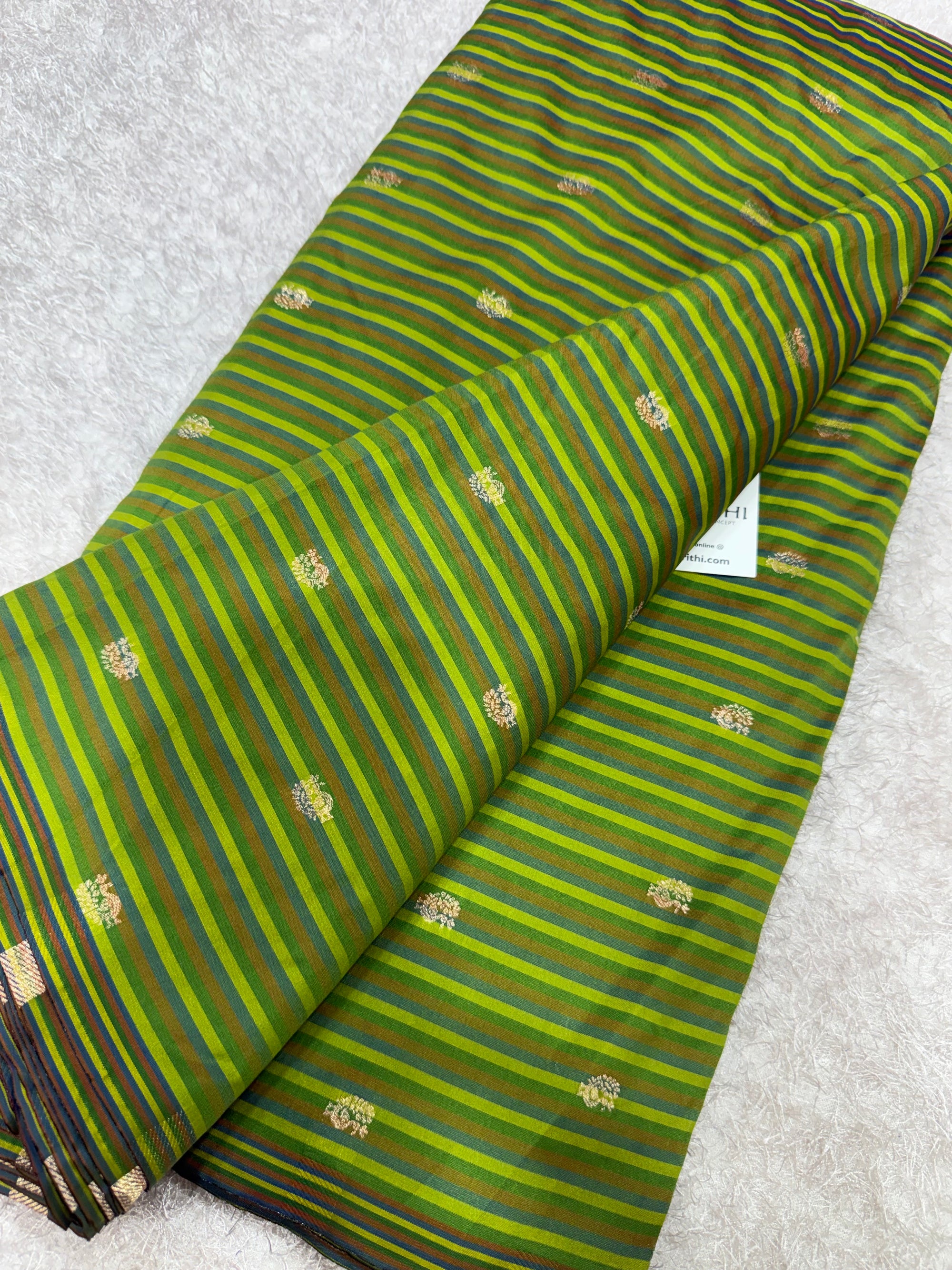 Semi Banarasi multi striped silk fabric