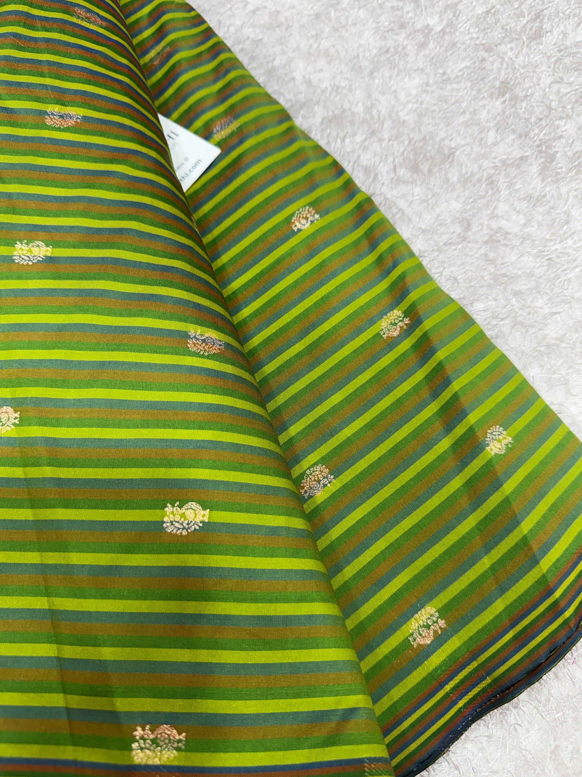 Semi Banarasi multi striped silk fabric