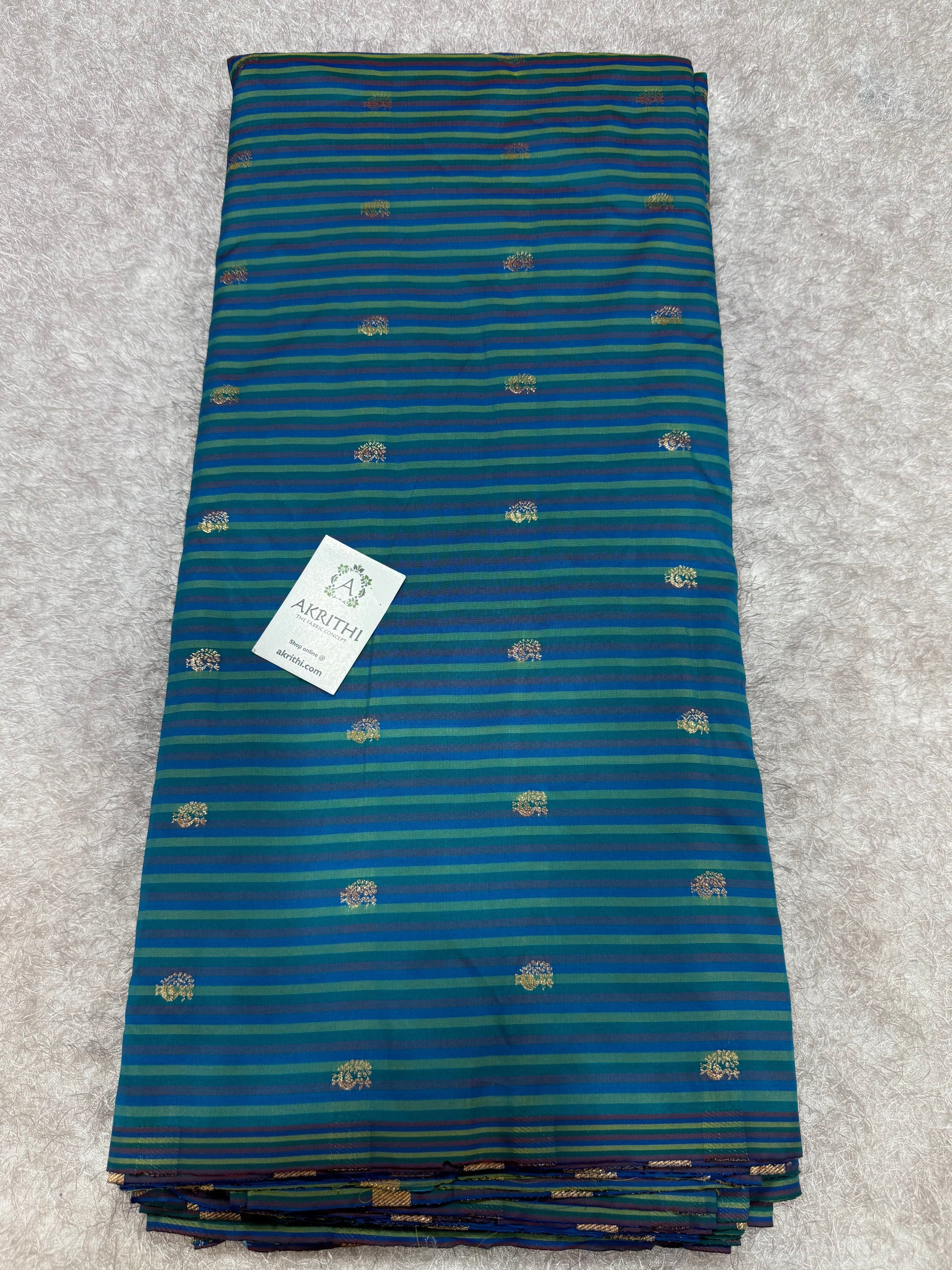 Semi Banarasi multi striped silk fabric