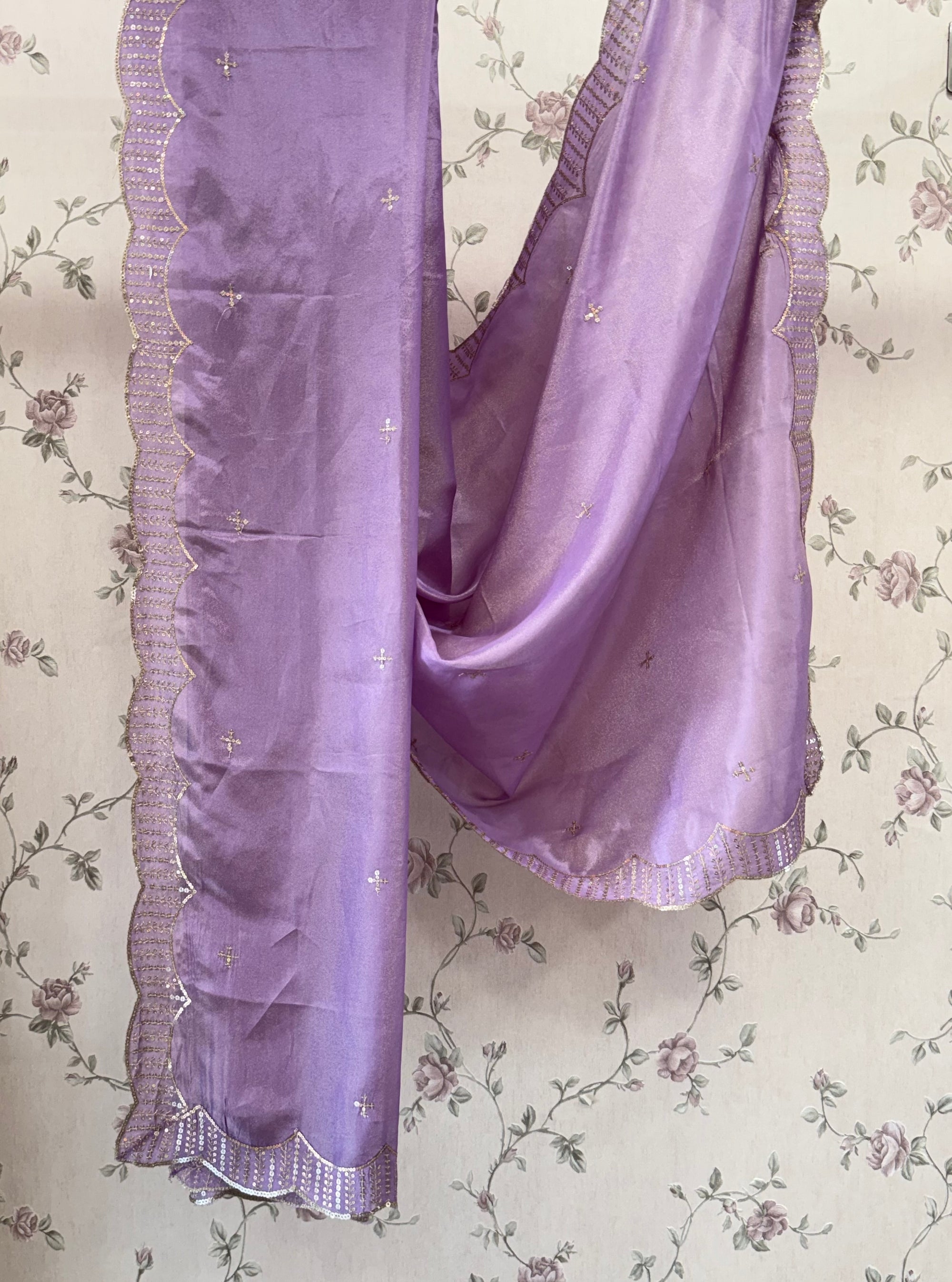 Tissue embroidery dupatta