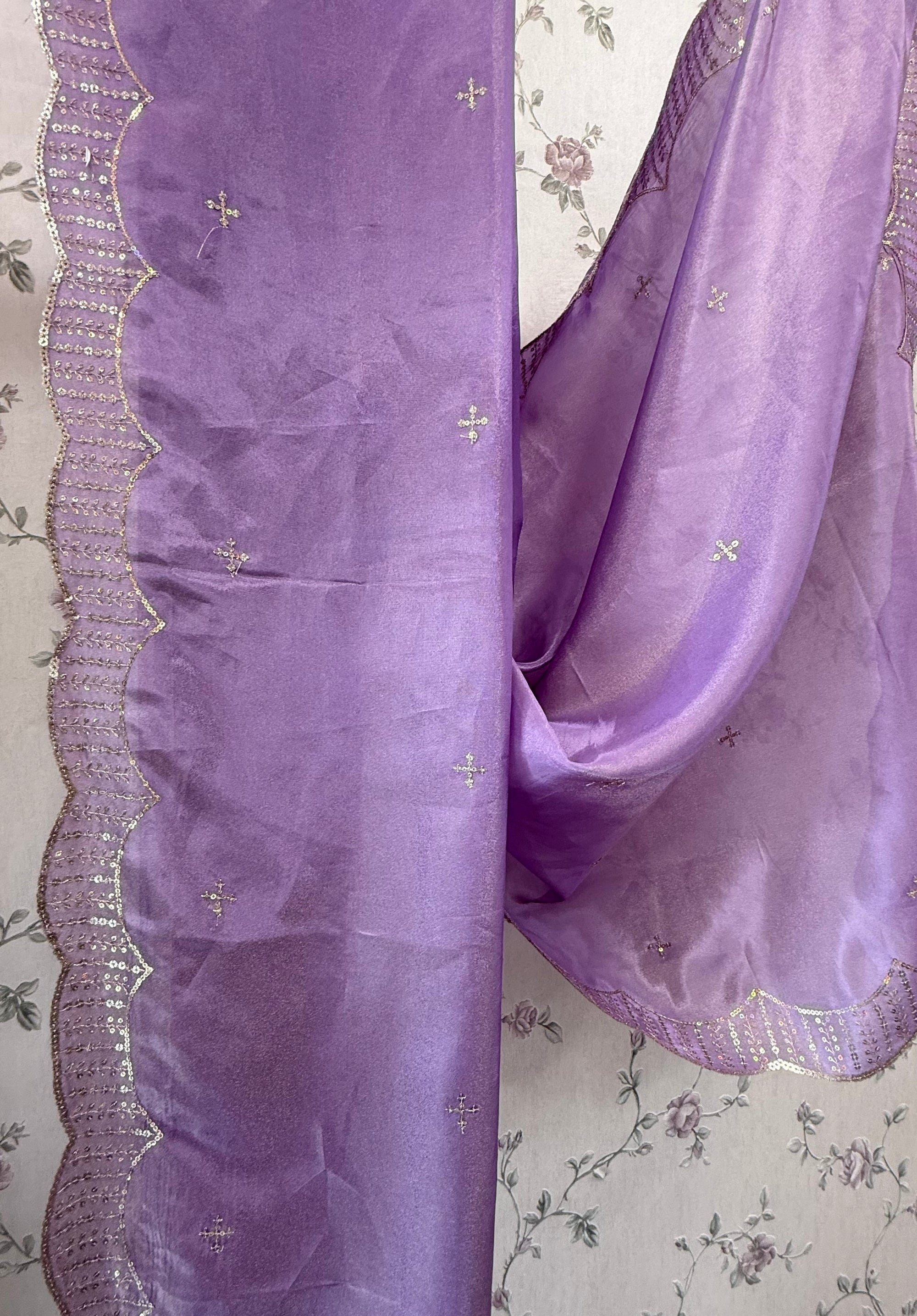 Tissue embroidery dupatta