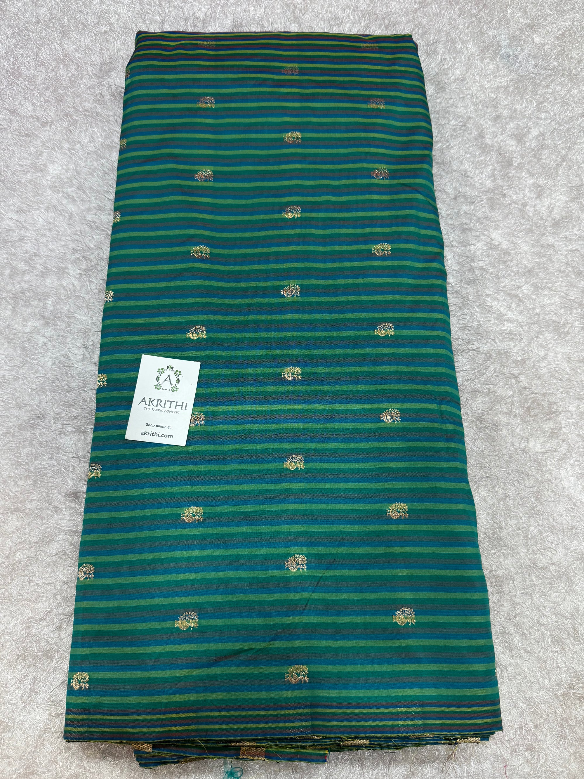 Semi Banarasi multi striped silk fabric