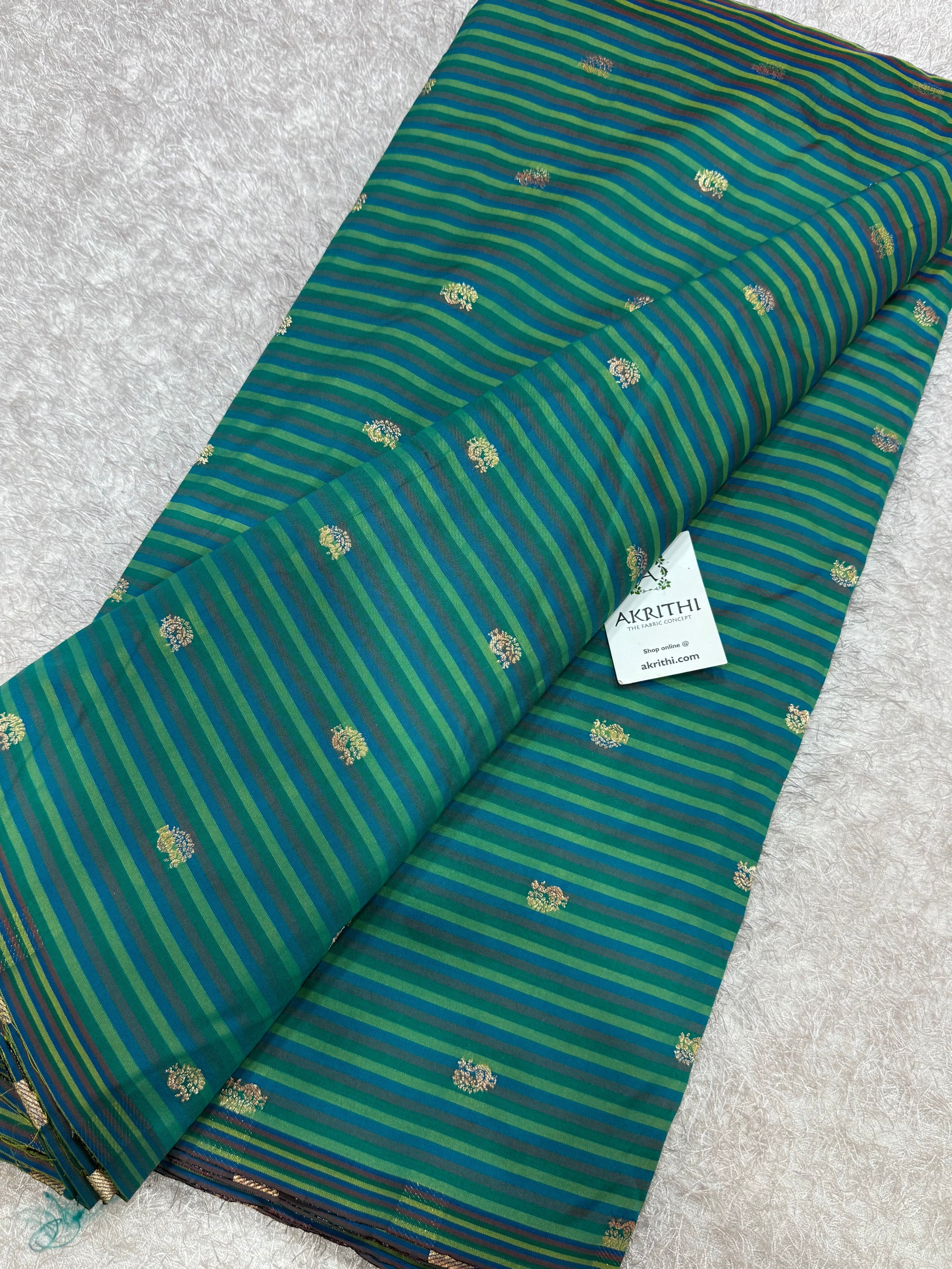 Semi Banarasi multi striped silk fabric